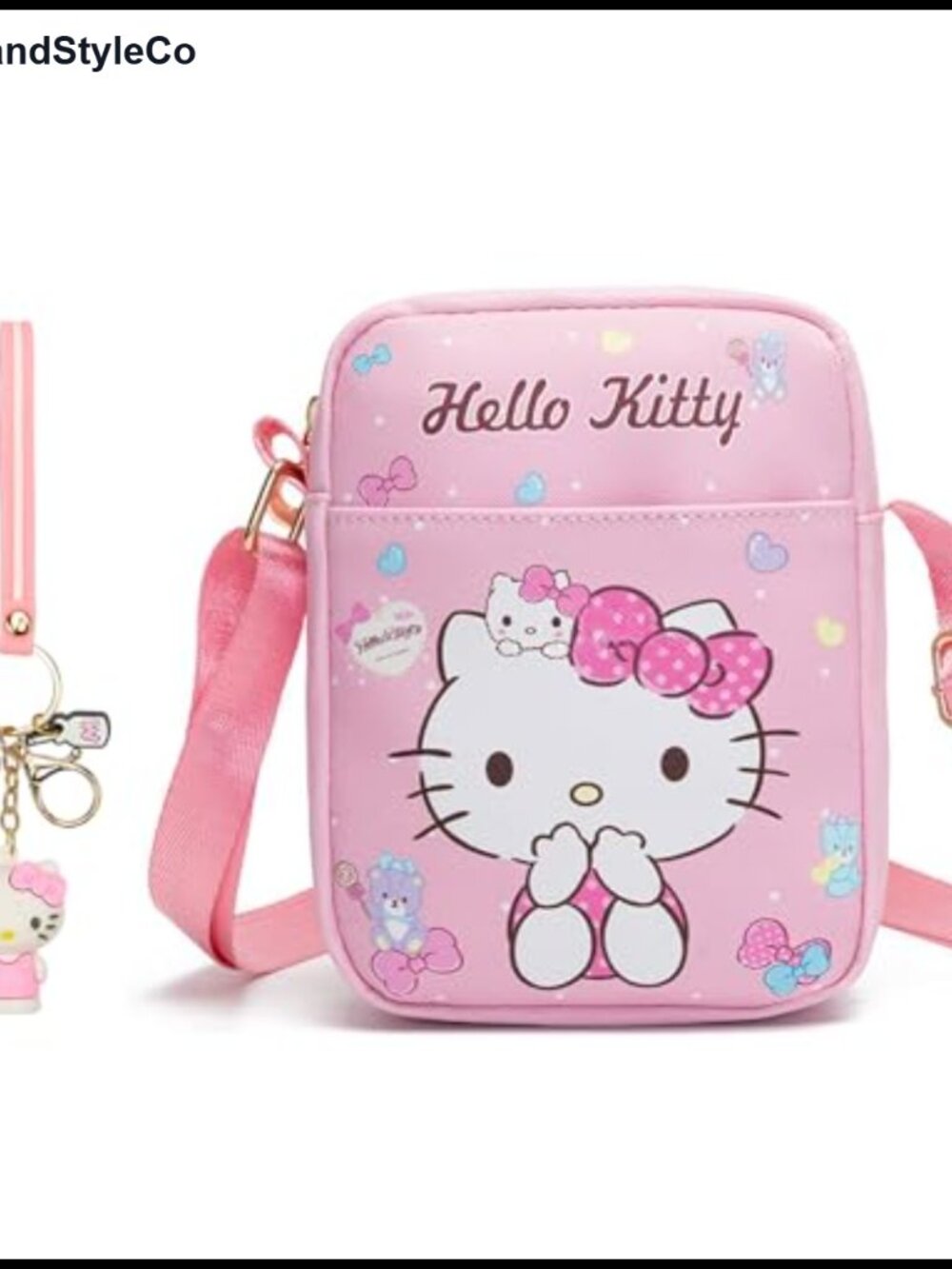 Cartoon Crossbody Bag PU Leather Mini Shoulder Bag with Keychain